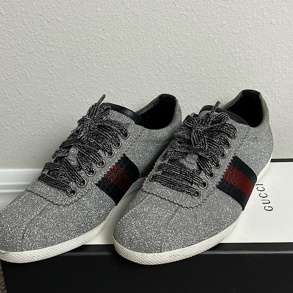 GUCCI Bambi sneaker/trainers silver glitter EU 36 1/2 - Picture 2 of 9
